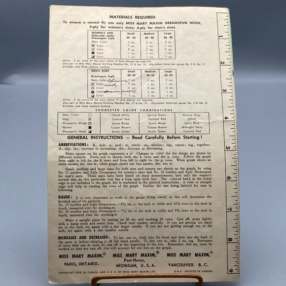 Vintage Mary Maxim Patterns, Dreamspun Knitted Vests No 603 Graph Style Adult - Picture 2 of 2